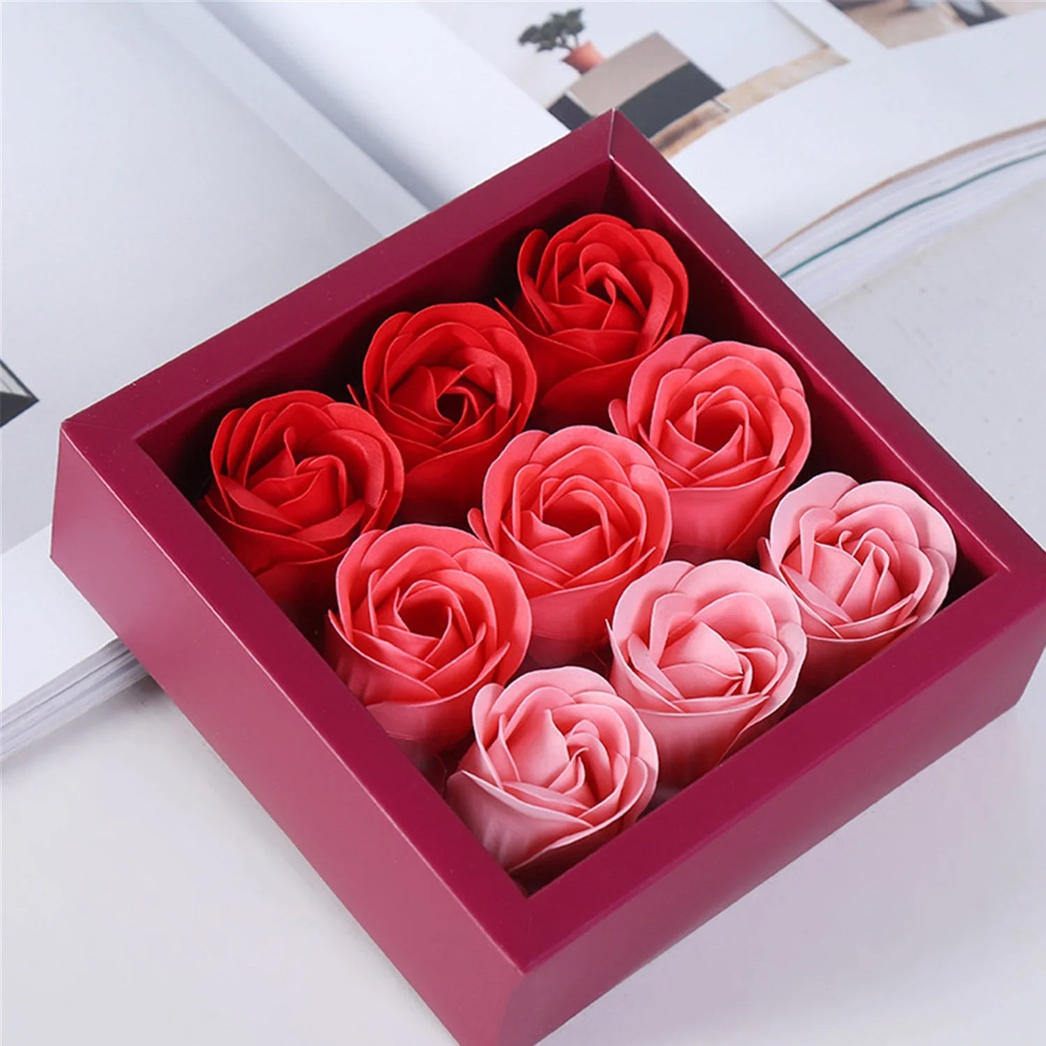 Rose flower bath soap bars close-up showing texture and petal shaping