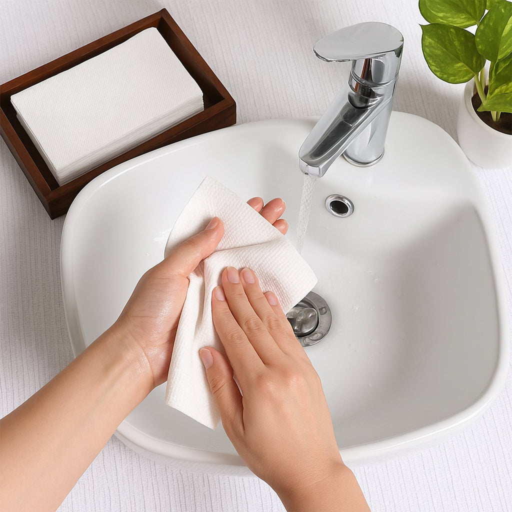 Disposable soft facial tissue paper napkins for home and travel