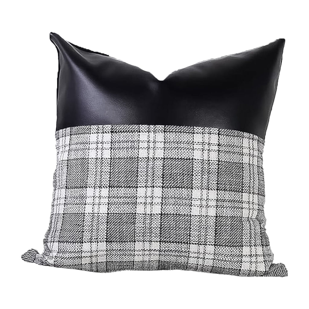 Stylish Leather & Cotton Pillow Cover adding a chic touch to a home interior.