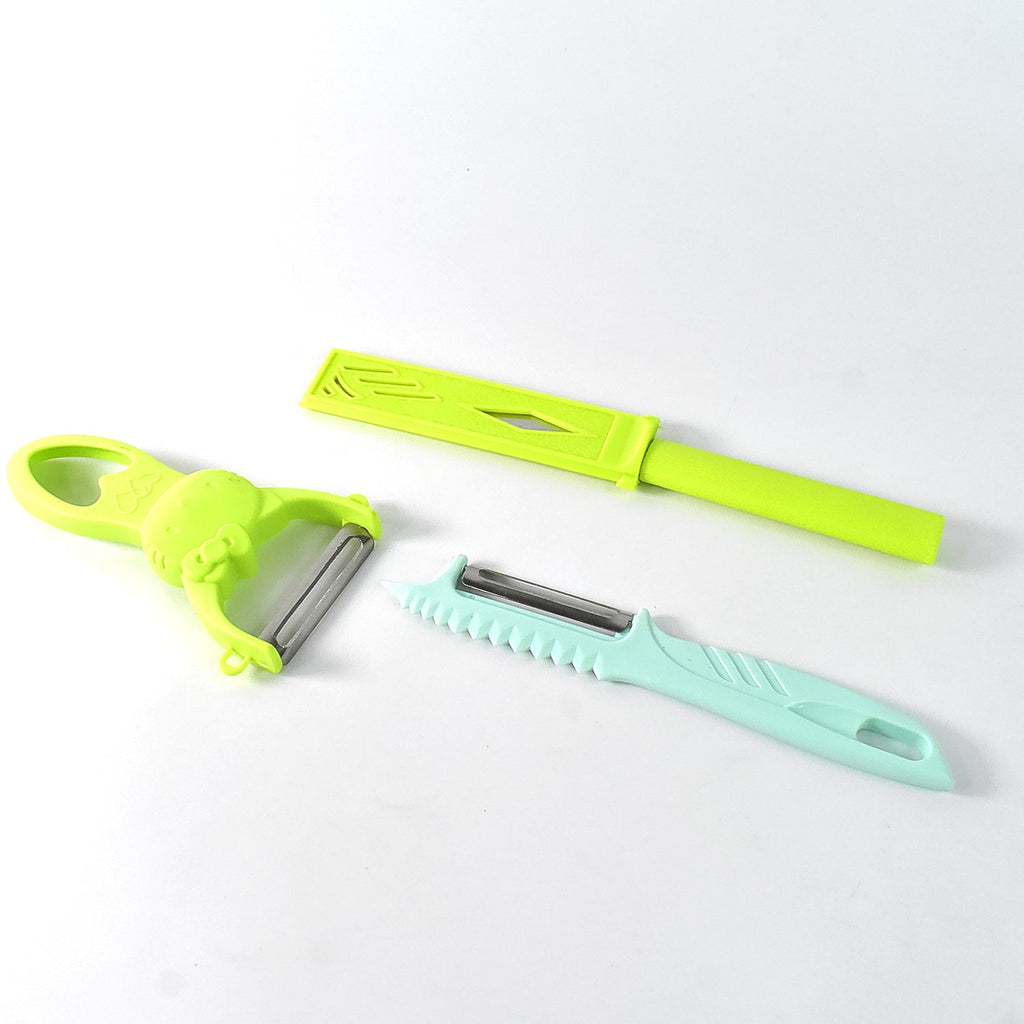 Cleaning brush included with vegetable peeler for easy maintenance