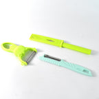 Cleaning brush included with vegetable peeler for easy maintenance