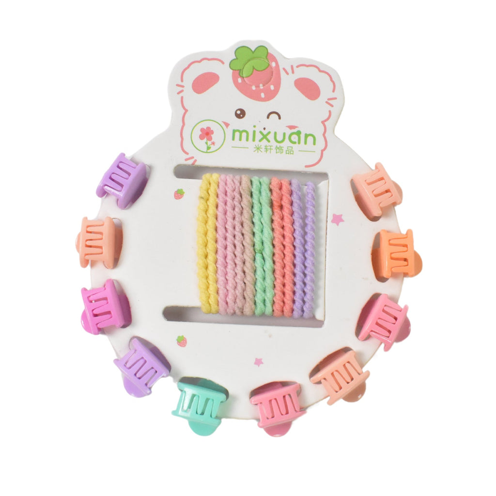 Brightly coloured hair bands and elastic ties for children.