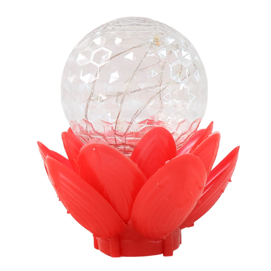 Close-up of Crystal Ball Lotus LED Decorative Light with multi-color illumination