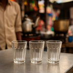 Set of six transparent unbreakable chai pyali tea glasses