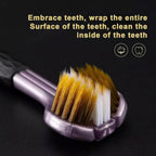 Detailed view of the anti-slip PP handle and tongue cleaner on the 3-Sided Toothbrush.