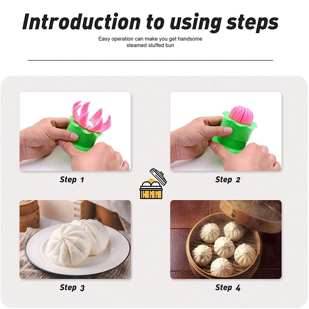 Plastic momo mold with a unique flower design for easy dumpling making.