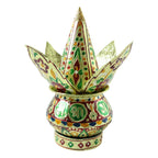 Sacred kalash with detailed cultural motifs used in Hindu ritual worship