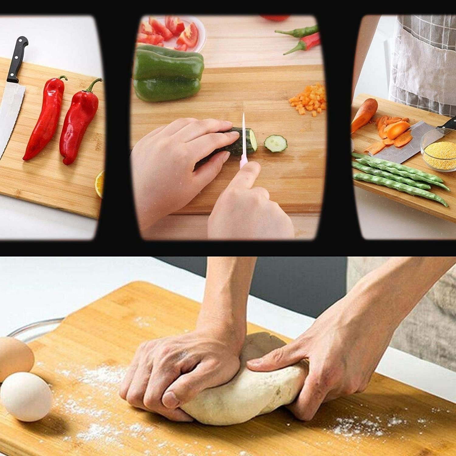 Versatile bamboo slicing board ideal for preparing fresh fruits.