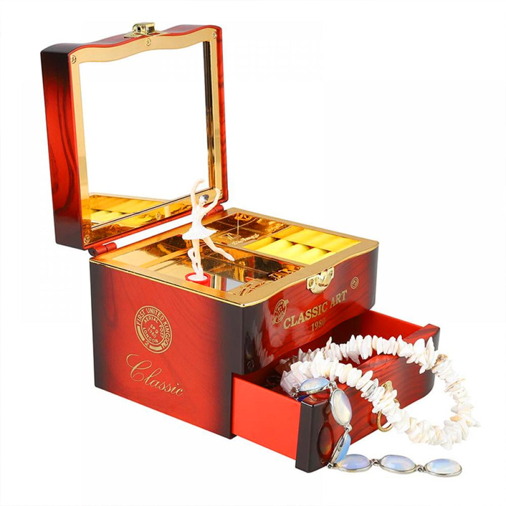 Top-down view of the open Ballerina Music Box, showing space for small treasures.