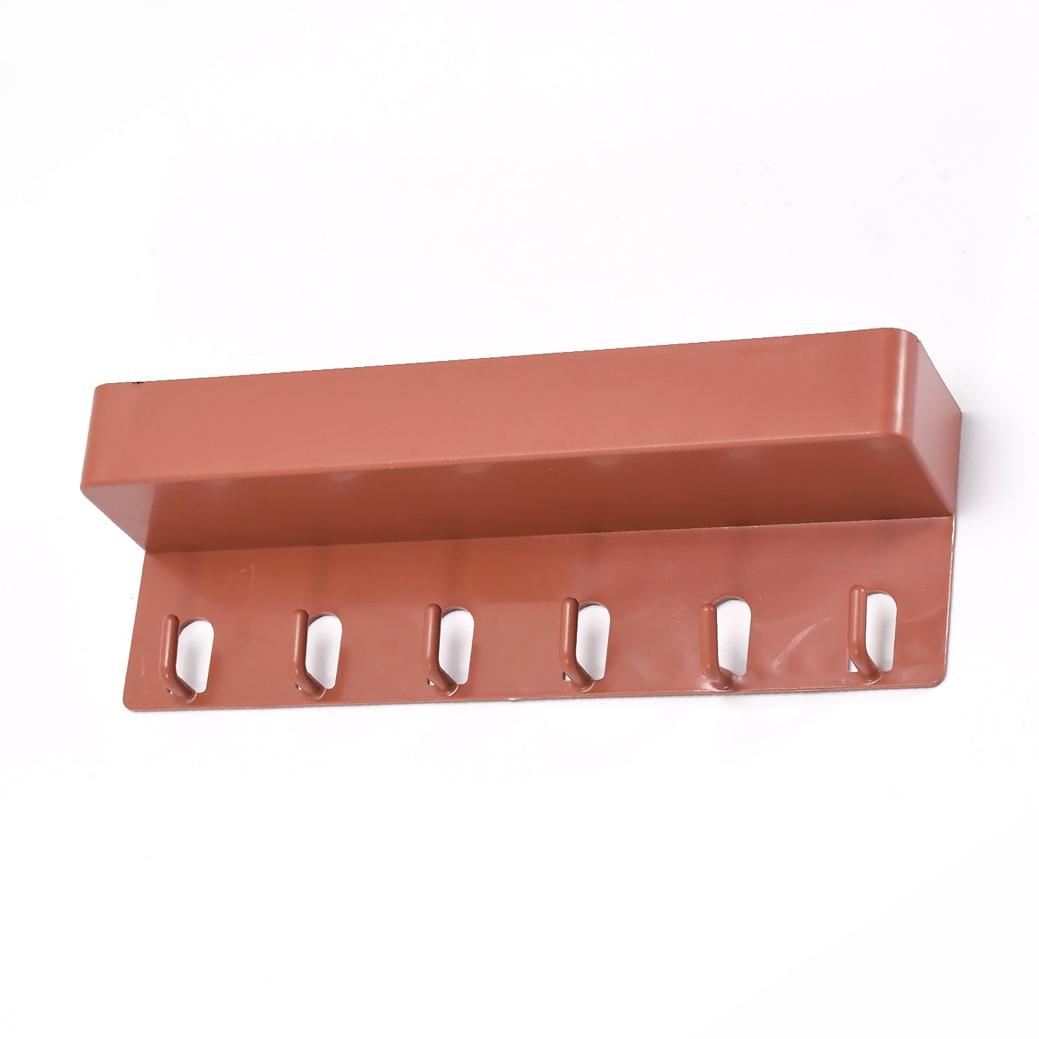 Side profile of the Bathora Key Holder Stand, highlighting its compact structure and integrated storage shelf.
