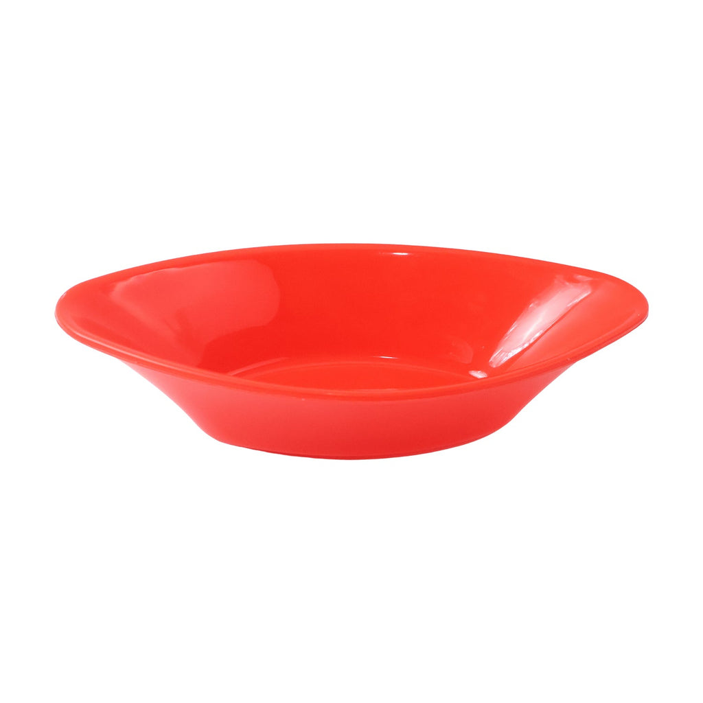 Deep red oval serving bowl perfect for salads and snacks