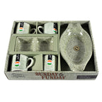 The full Ceramic Snack & Tea Set beautifully arranged on a table with snacks, highlighting its utility for entertaining.