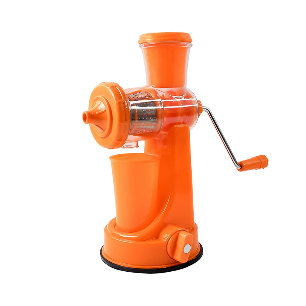 Woman using the portable Manual Fruit Juicer to make fresh juice.