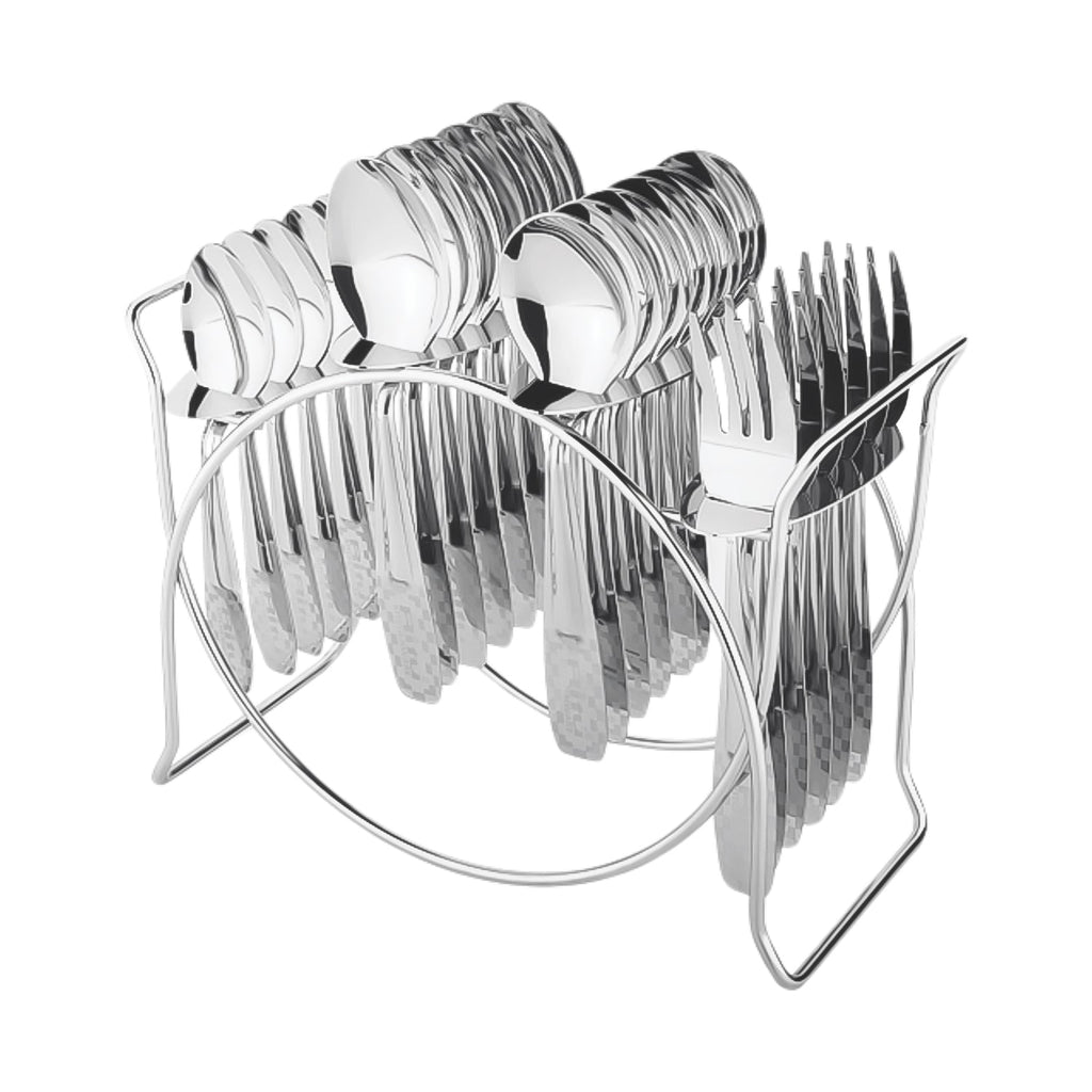 TableEase stainless steel cutlery kit featuring 24 pieces with coordinated stand