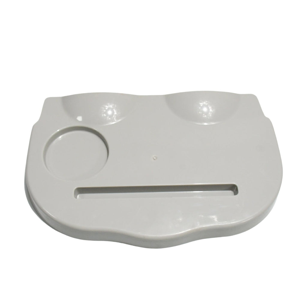 Combo Snack and Cup Holder Tray from TableNest with various snacks and a phone.