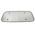 Compact and foldable car sun shade for easy storage in a vehicle.