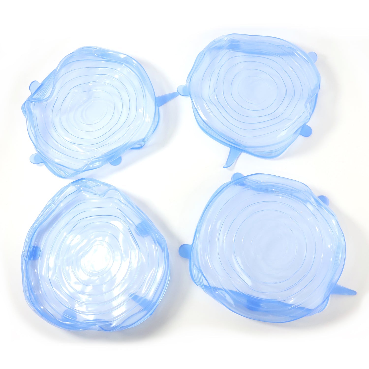 Set of flexible silicone stretch lids for kitchen bowls and containers