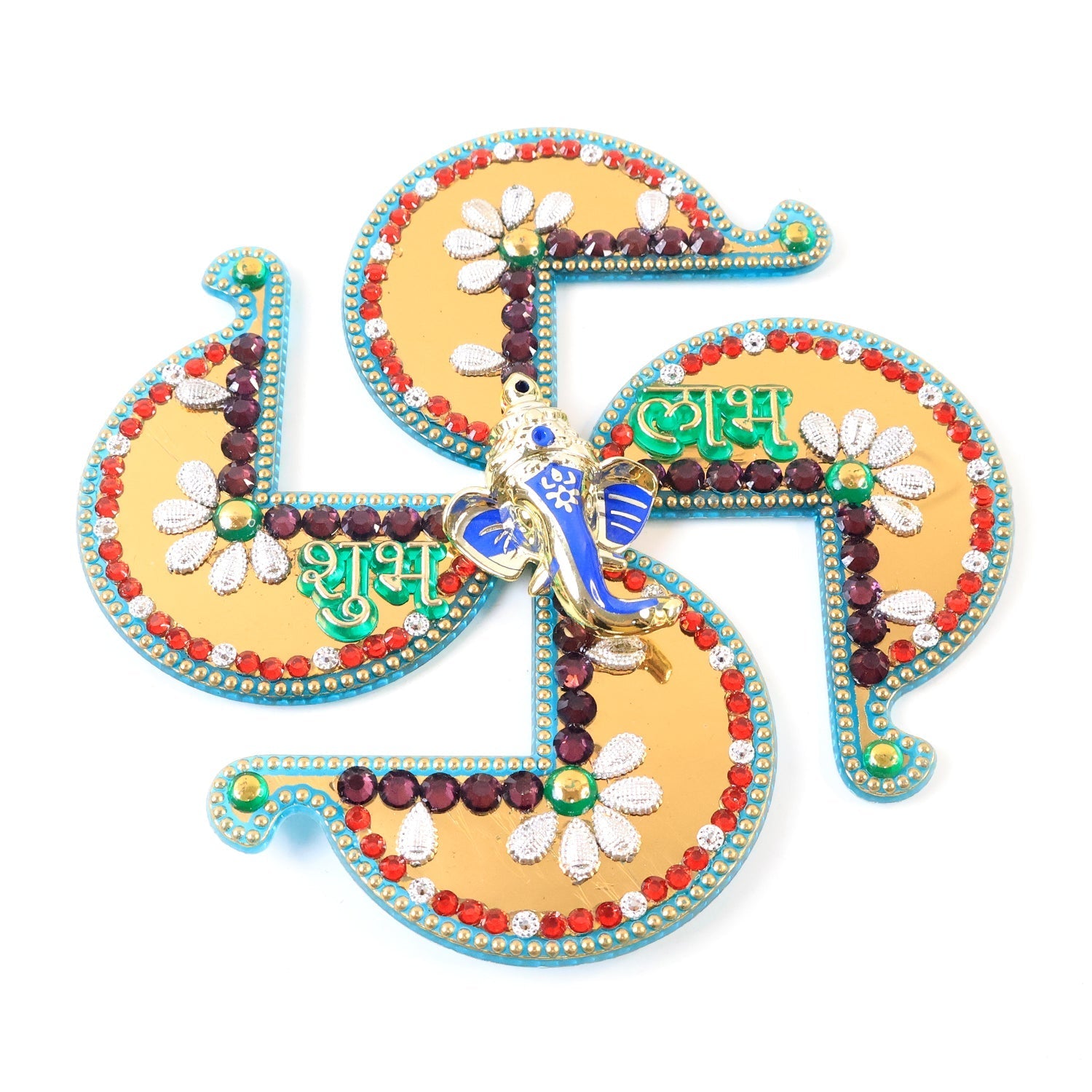 Decorative Swastik Shubh Labh wall hanging designed for pooja room and home decor