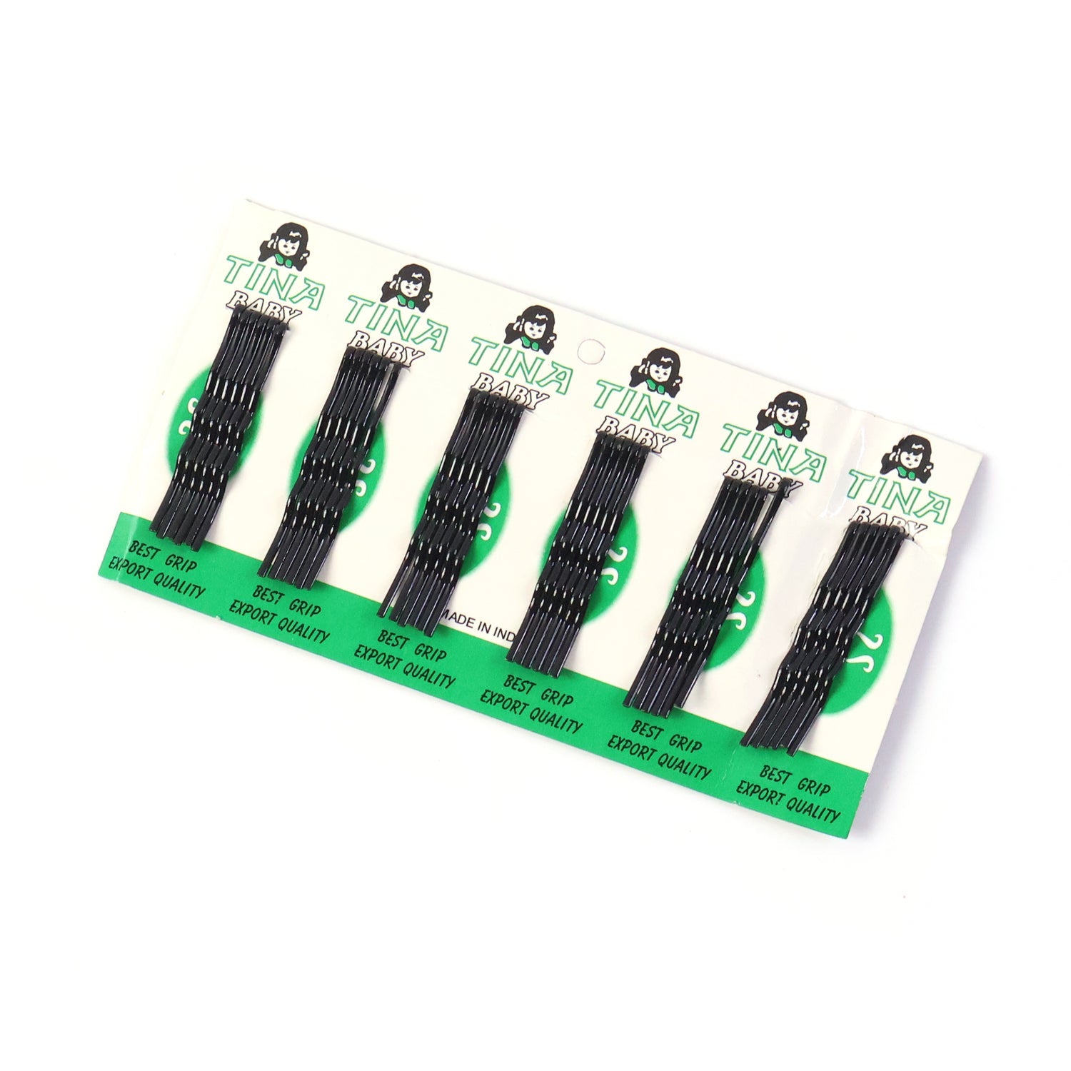 Black bobby pin set offering non-slip grip for hair