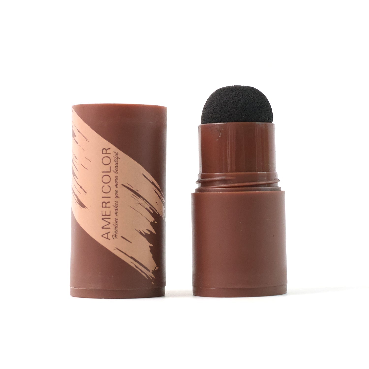 Highlighting and contouring hairline and eyebrows with powder stick