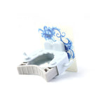 Anti-slip grip mop and broom holder clip mounted on bathroom wall