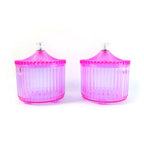 Transparent dry fruit storage jars filled with assorted snacks