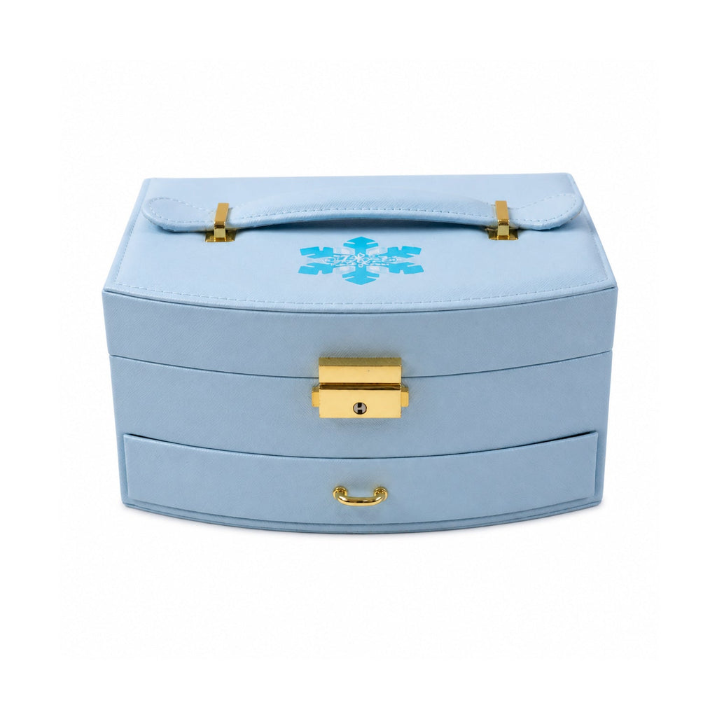 Full view of multi-layer jewelry box with mirror in India