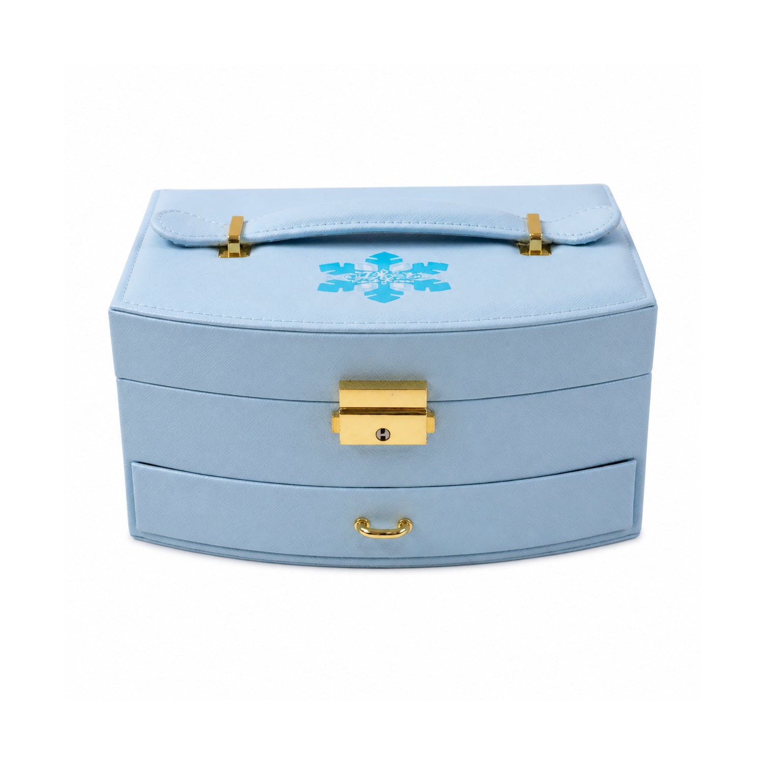 Full view of multi-layer jewelry box with mirror in India
