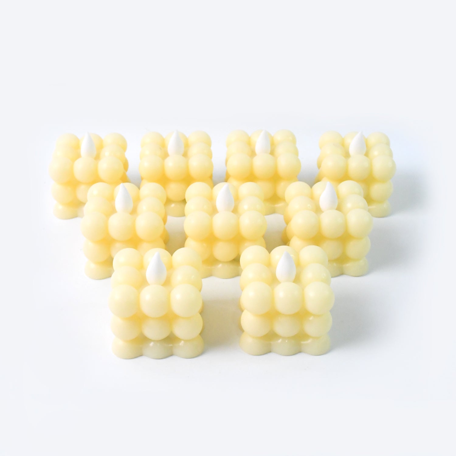 Battery-operated LED candle lights with bubble cube design