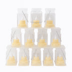 Transparent storm lantern with warm LED candle inside, flameless