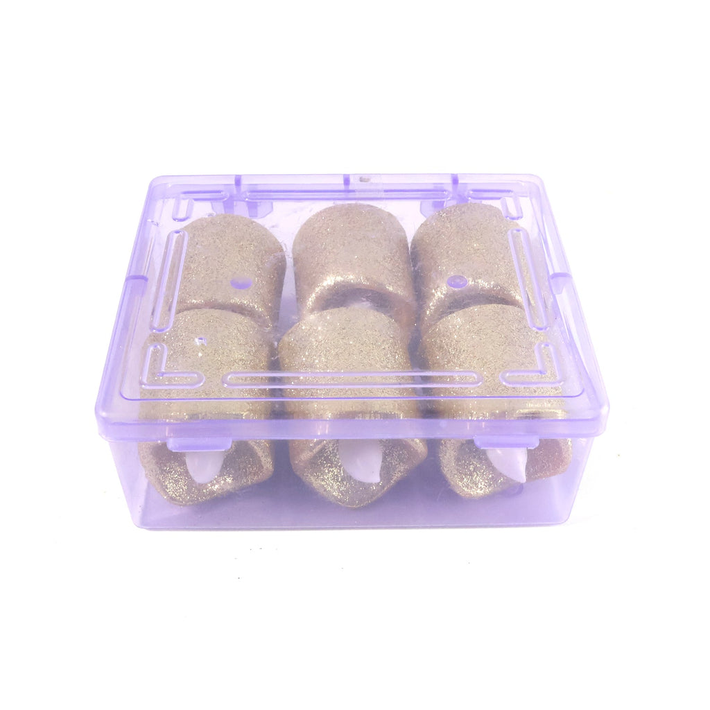Group of six glitter LED tealight candles perfect for festive décor and mood lighting