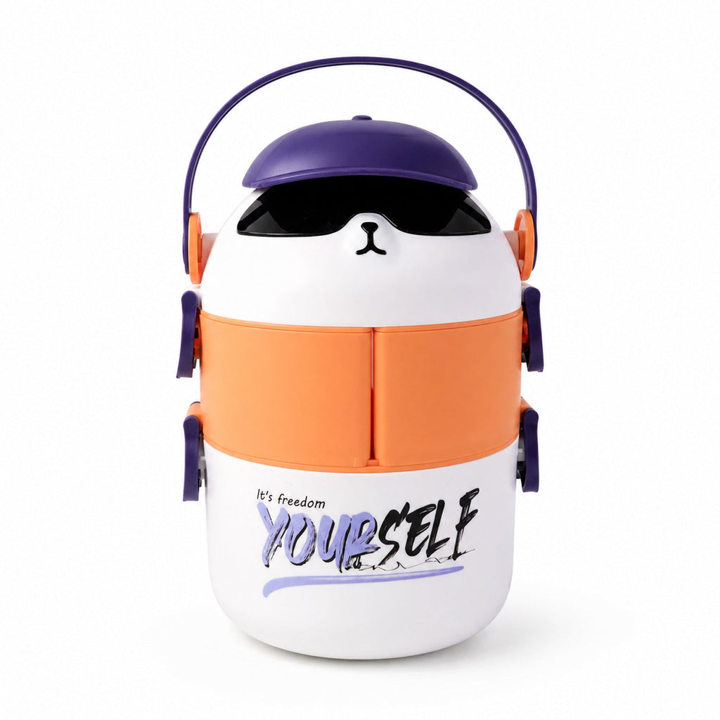 Stylish cartoon kids lunch container with secure locks