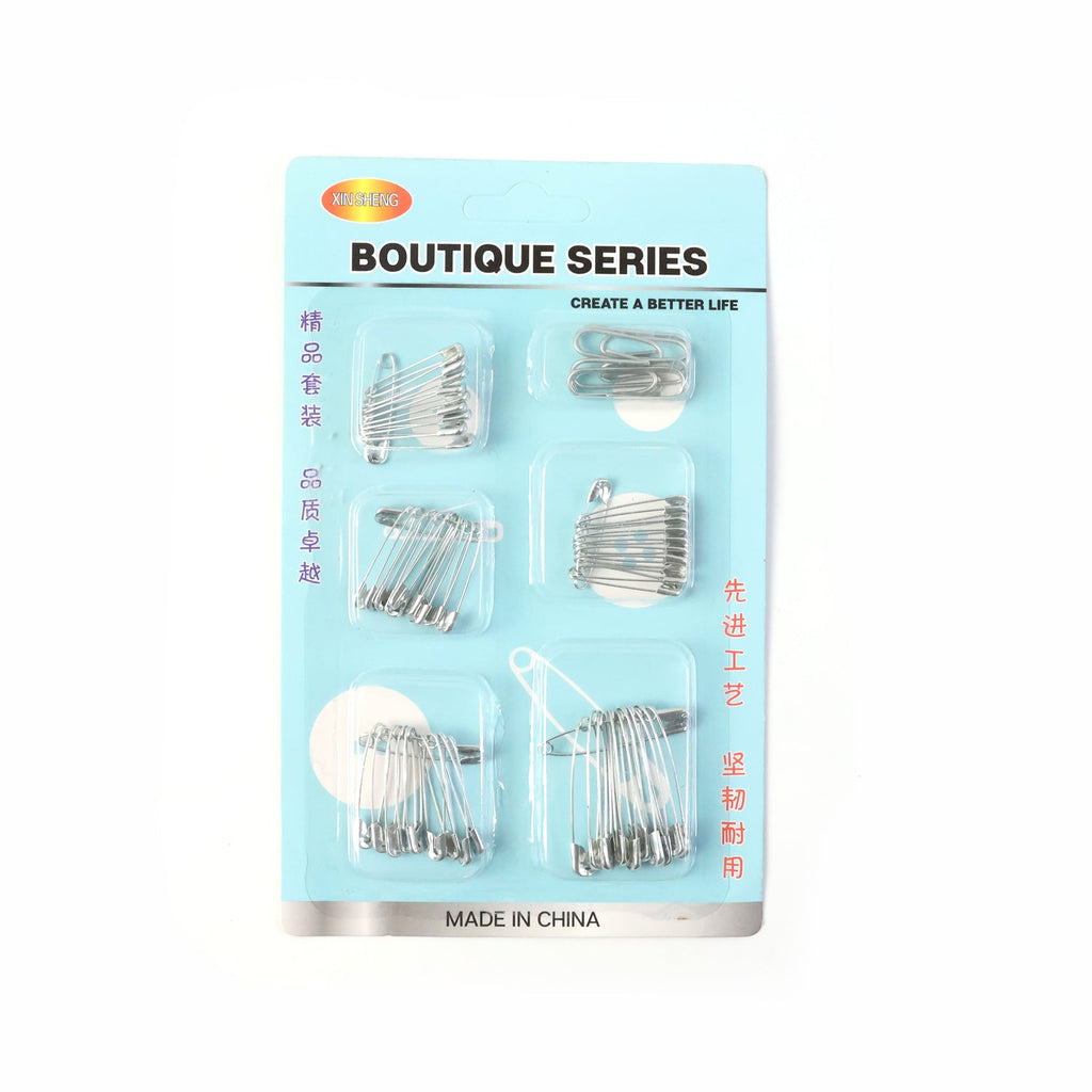 Collection of durable metal safety pins ideal for sewing kits