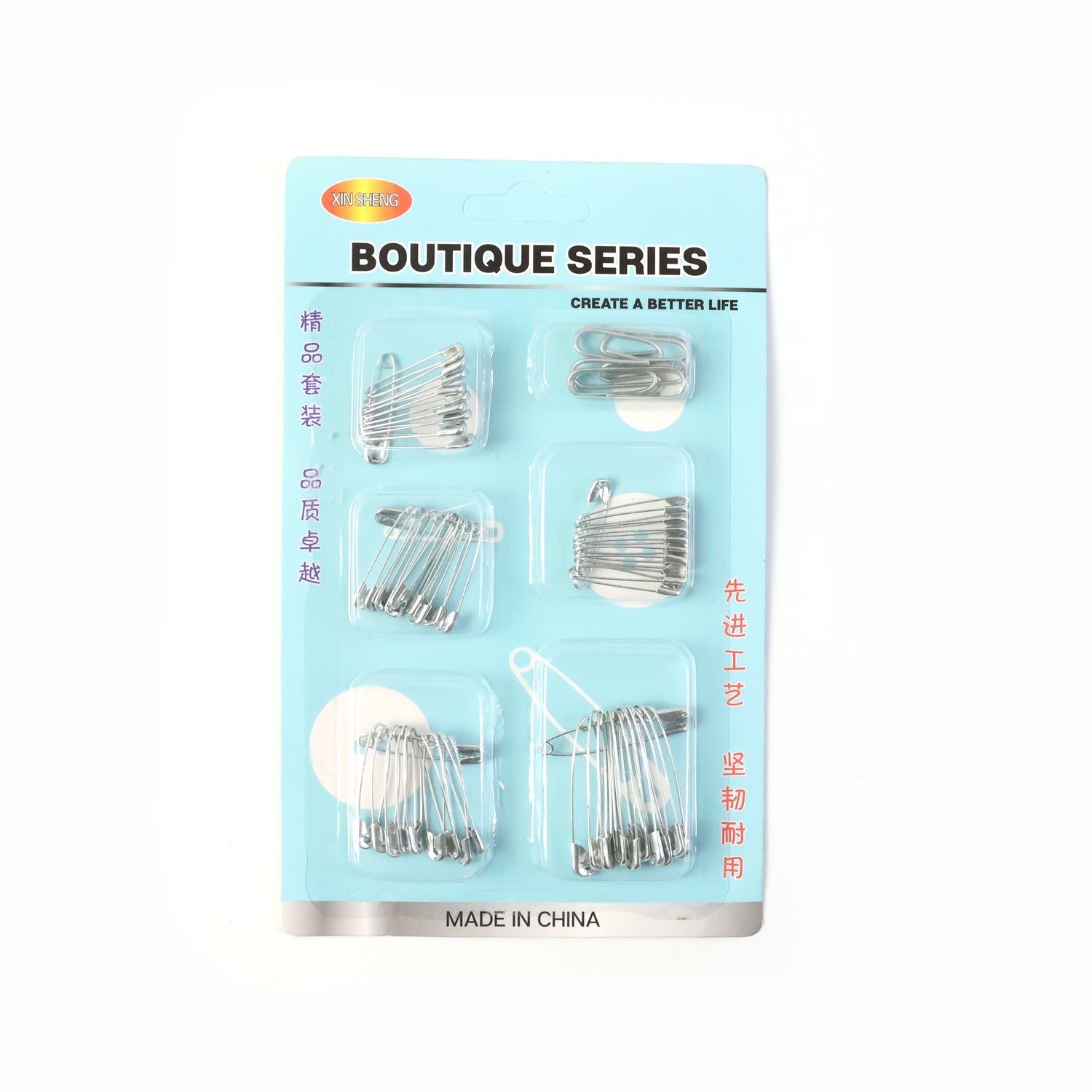 Collection of durable metal safety pins ideal for sewing kits