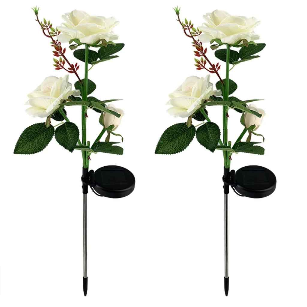 Energy efficient LED solar flower lights for outdoor garden