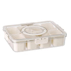 Plastic food storage box with 6 compartments and lid