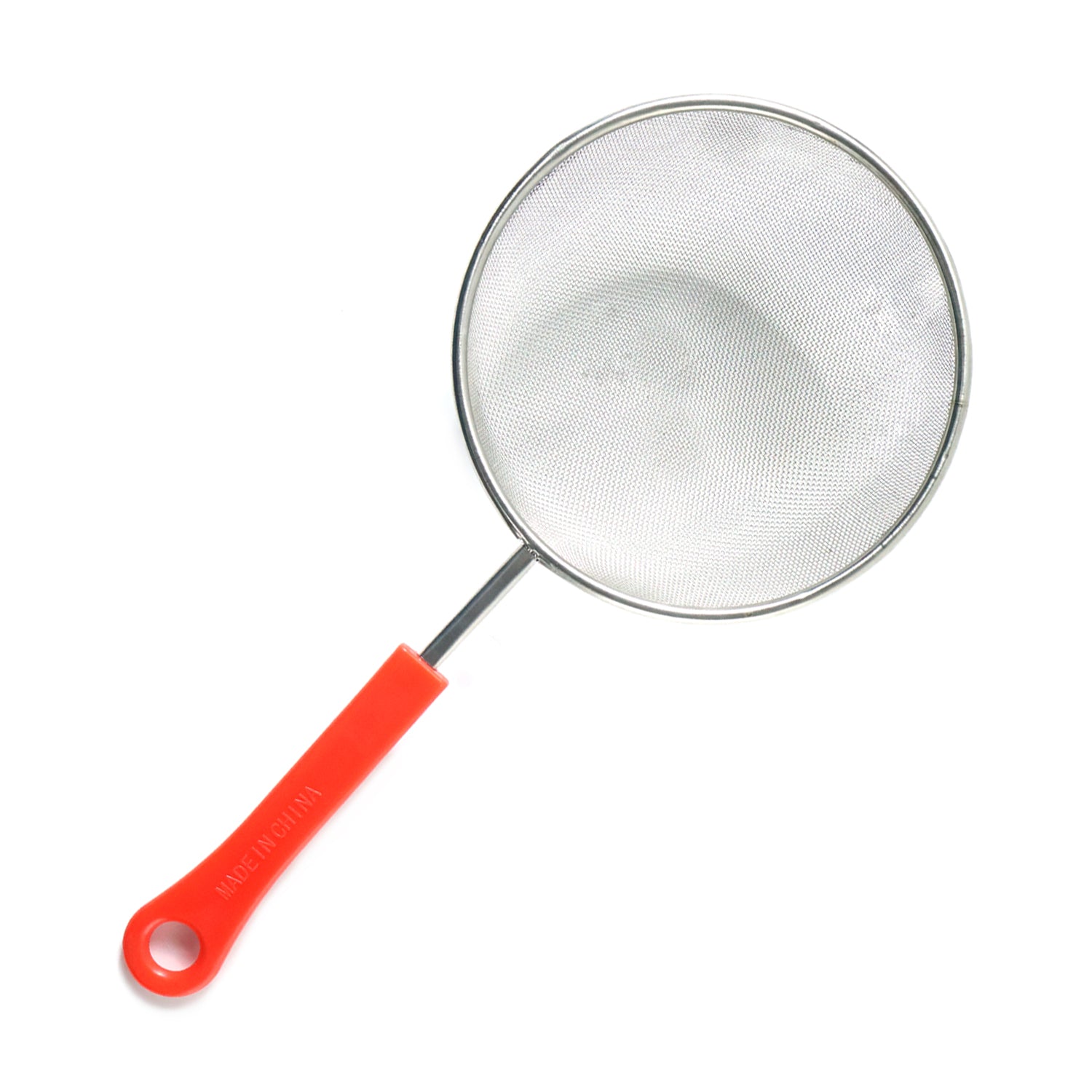 Close-up view of kitchen strainer's fine mesh filter