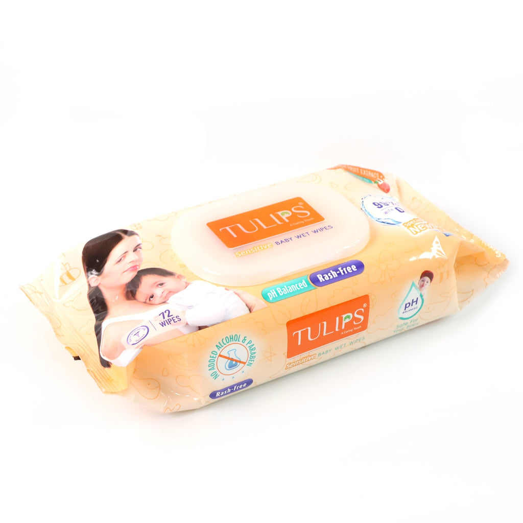 Closeup on soft and moisturizing baby wipes for sensitive skin