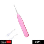 Close-up of LED Flashlight Earpick tool with built-in LED light illuminating ear canal