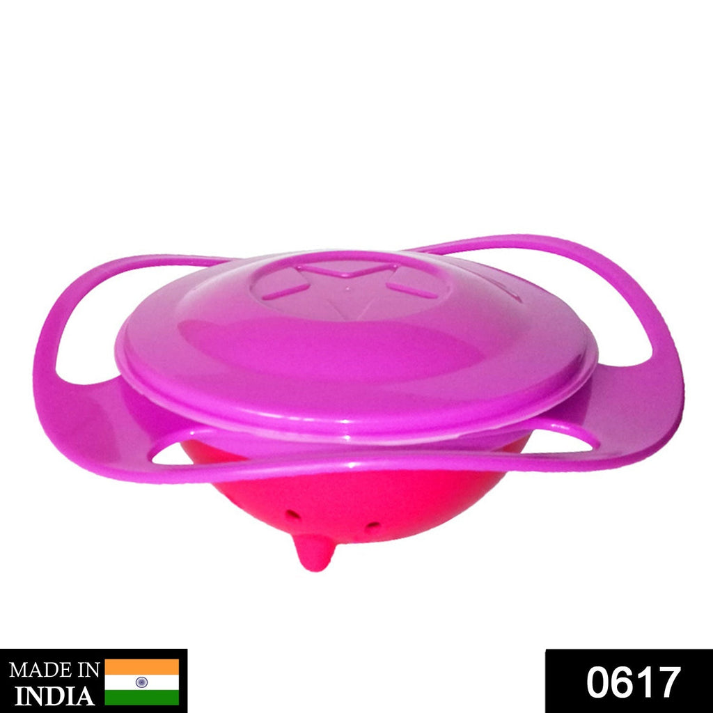 Front view of the non-spill gyro bowl, showcasing its unique 360-degree rotating design.
