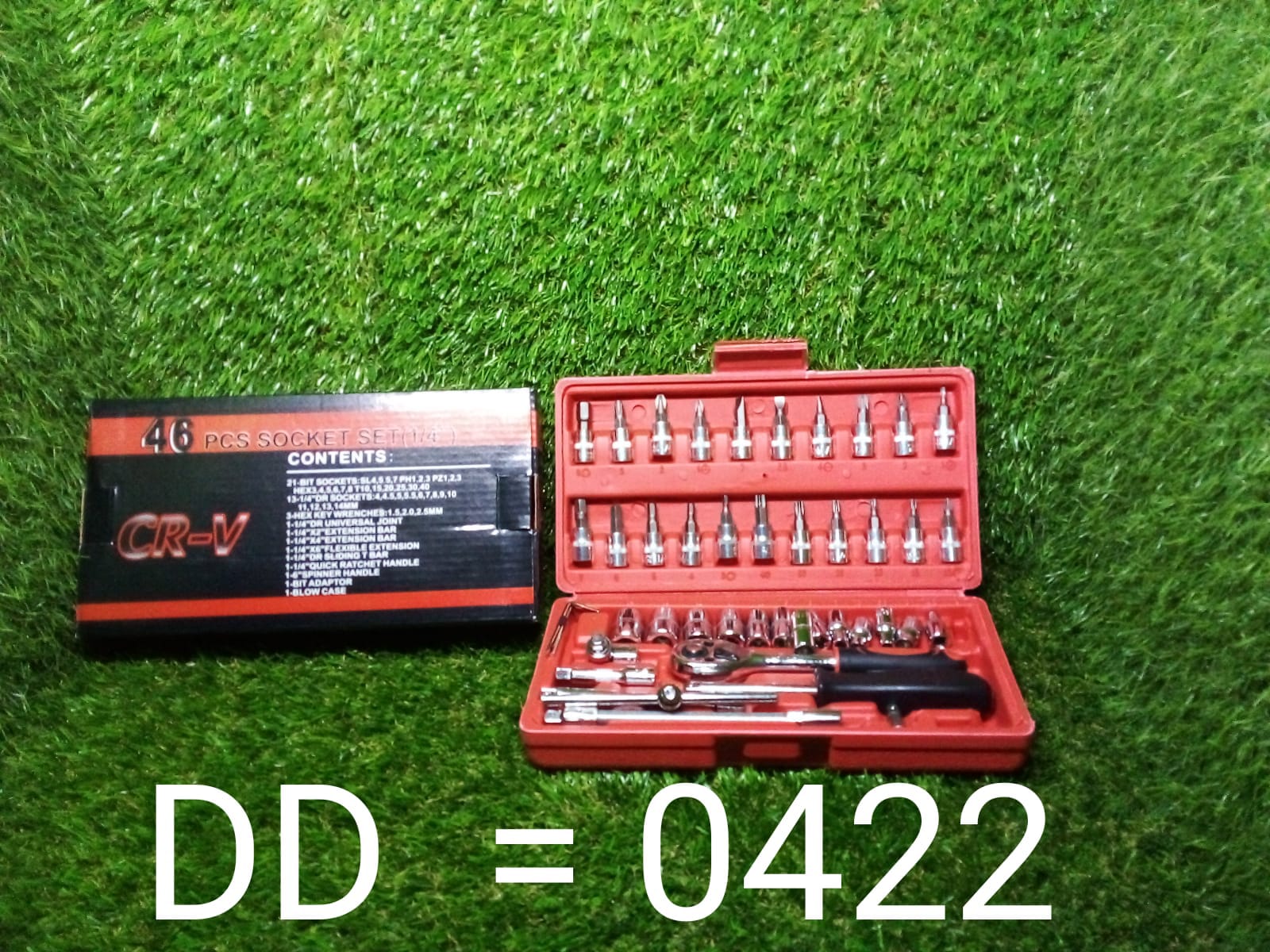 Specifications detail image of the Chrome Vanadium steel socket repair tool kit