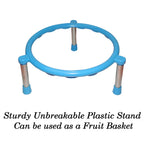 Isometric view of the durable stainless steel matka stand with anti-skid feet.
