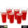 Set of 6 transparent polycarbonate plastic juicy glasses, 300ml.