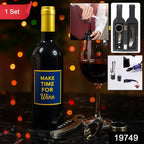 Decorative wine lover gift set in stylish bottle-shaped case