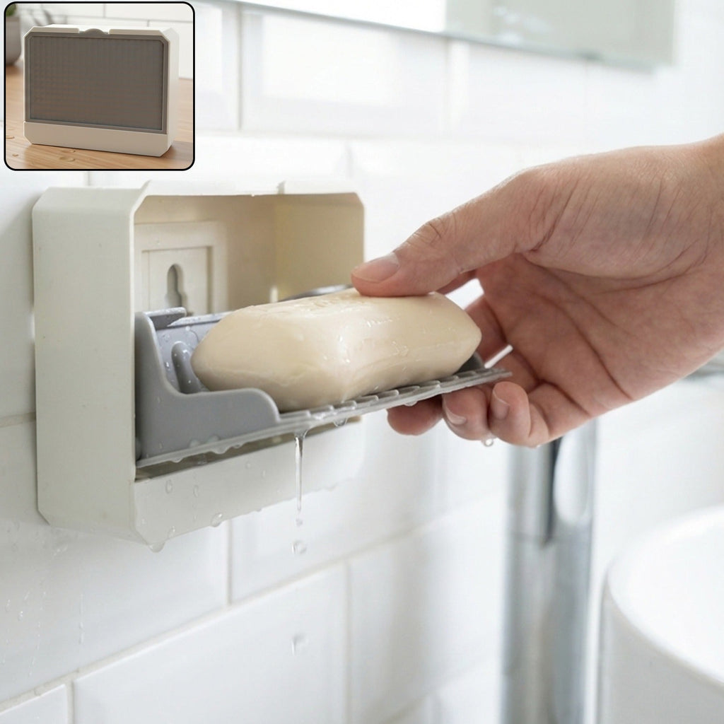Wall mounted soap holder with self-draining tray and anti-slip base