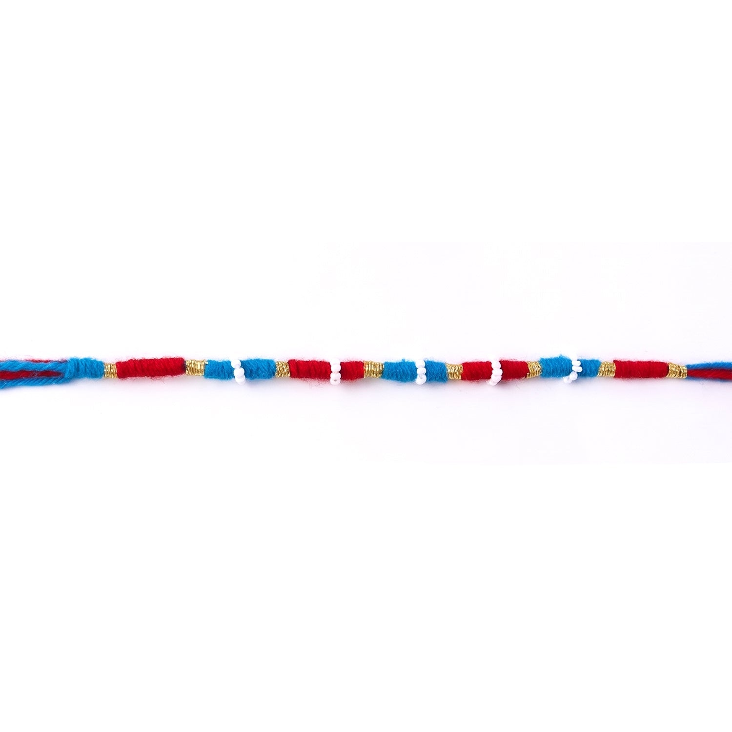 Red Mauli rakhi with pearl and minimalistic style