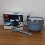 Ergonomic handle and utensil set of Apex insulated soup and noodle bowl