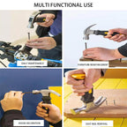 Ergonomic small hammer held comfortably, showcasing its portable design.