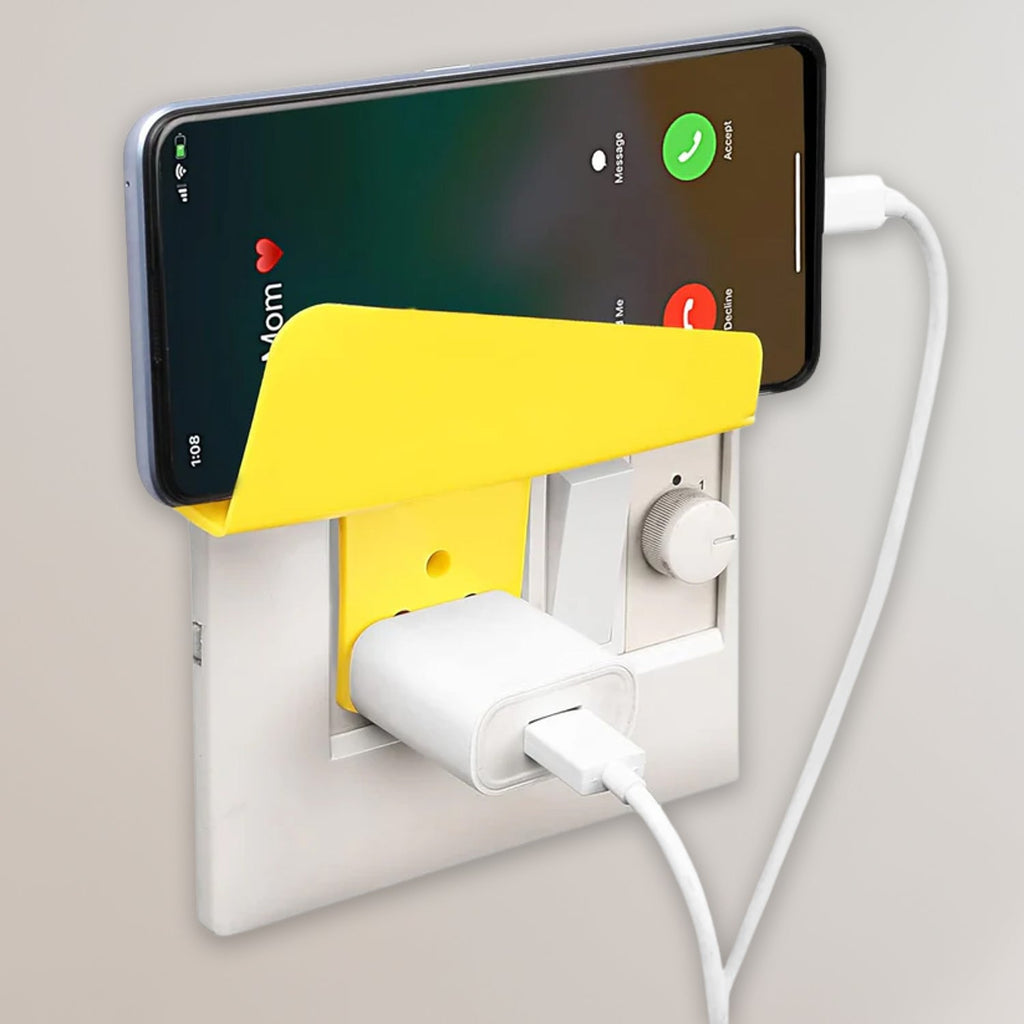 Wall-mounted secure phone charging rack with plastic stand