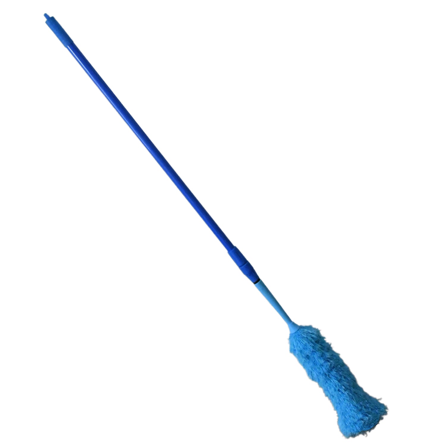 The extendable handle of the adjustable dust brush for high-reach cleaning.